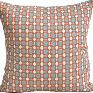 Thibaut Coral & Aqua Pillow Cover: Geometric Coastal Design