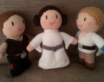 SET OF 3 Star Wars Characters - Princess Leia, Hans Solo & Luke Skywalker