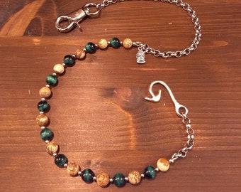 Pant Chain in green Tiger Eye and Little Village