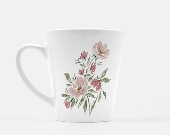 Watercolor Garden Floral Bouquet Latte Mug | 12 oz
