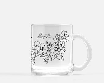 Breathe in the Florals Glass Coffee Mug | 10 oz | Morning Coffee Mug | Floral Coffee Mug