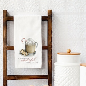 Cookies and Coffee Christmas Tea Towel, Christmas Dish Towel, Holiday Tea Towel, Farmhouse Christmas, Christmas Cookies, Yuletide Greeting