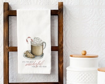 Cookies and Coffee Christmas Tea Towel, Christmas Dish Towel, Holiday Tea Towel, Farmhouse Christmas, Christmas Cookies, Yuletide Greeting