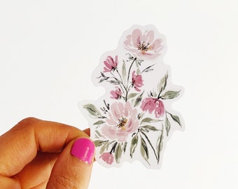 Watercolor Floral Sticker / Floral Vinyl Sticker / Watercolor Sticker / Removable Waterproof Sticker / Drink Sticker / Laptop Sticker