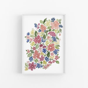 Soft Summer Blooms Watercolor Floral Art Print / Watercolor Floral Art Print / Hand Painted Wall Art / Watercolor Floral Wall Art