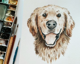 Custom Watercolor Pet Portrait / Pet Portrait Custom / Dog Painting from Photo / Gift for Her / Gift for Mom / Dog Illustration Custom