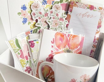 Floral Fanatic Gift Bundle / Floral Greeting Cards / Holiday Gifts / Christmas Gift Bundle / Watercolor Floral Art