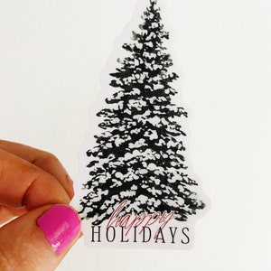 Watercolor Holiday Sticker / Happy Holidays Sticker / Watercolor Sticker / Removable Waterproof Sticker / Drink Sticker / Laptop Sticker