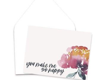 Watercolor Flower Note Cards / Watercolor Floral Notecards / Blank Love Greeting Cards / Floral Notecards / Watercolor Floral Stationery
