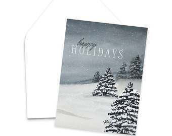 Watercolor Christmas Greeting Card / Watercolor Winter Scene Painting / Blank Greeting Cards / Watercolor Christmas Card / Christmas Cards