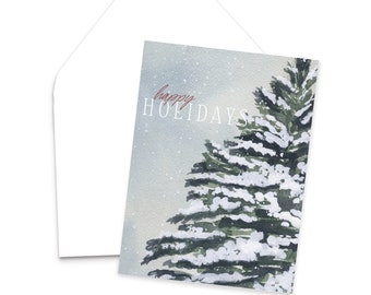 Watercolor Christmas Greeting Card / Watercolor Christmas Tree Painting / Blank Greeting Cards / Watercolor Christmas Card / Christmas Cards
