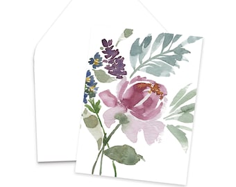 Sweet Grace Floral Note Cards | Watercolor Flowers Notecards | Blank Greeting Cards Set | Note Cards with Flowers | Floral Stationery Set