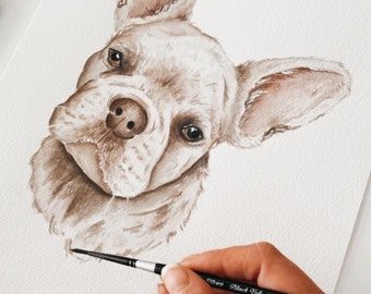 Custom Watercolor Pet Portrait / Pet Portrait Custom / Dog Painting from Photo / Gift for Her / Gift for Mom / Dog Illustration Custom