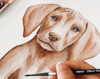 Custom Watercolor Pet Portrait / Pet Portrait Custom / Dog Painting from Photo / Gift for Her / Gift for Mom / Dog Illustration Custom