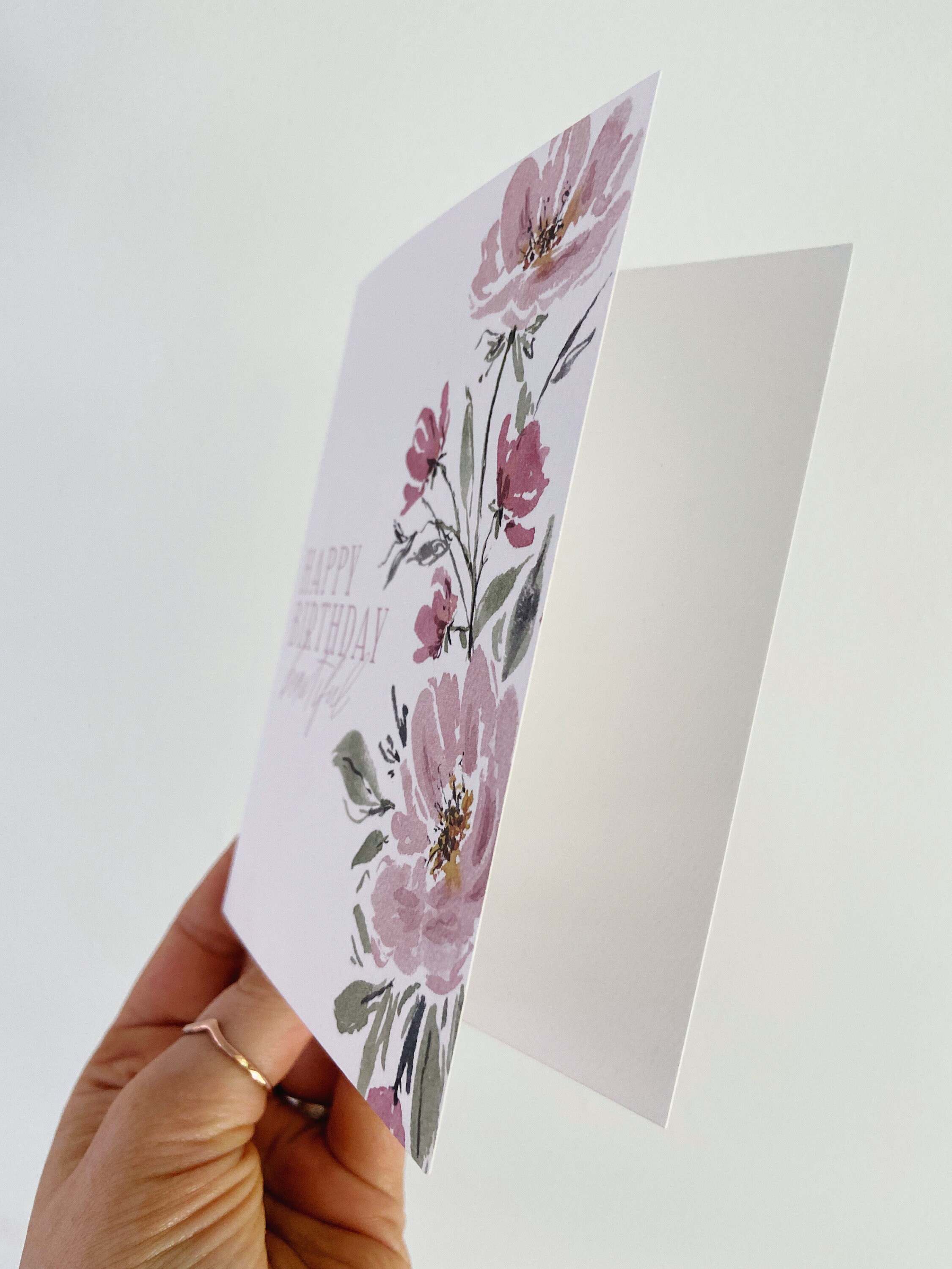 Watercolor Floral Happy Birthday Greeting Card / Floral Watercolor ...