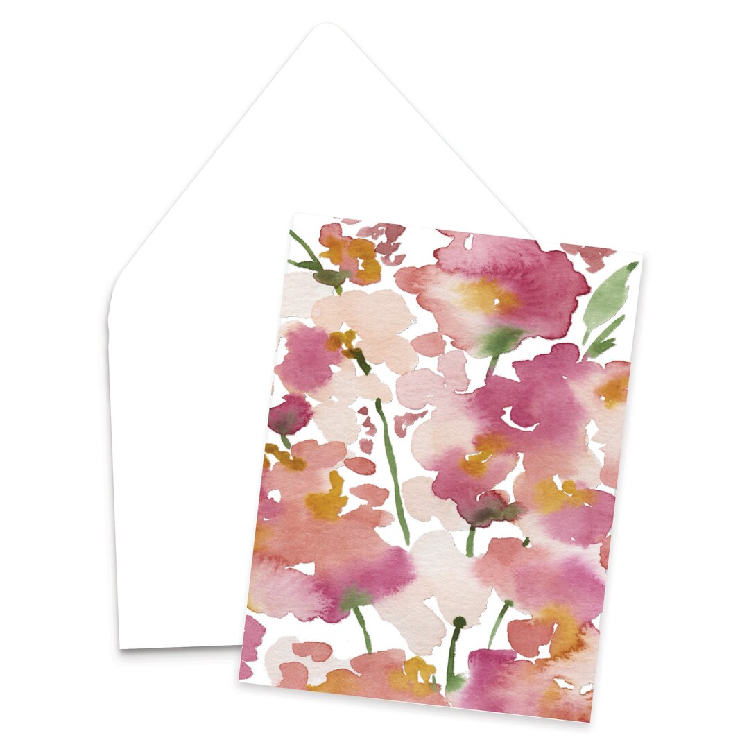 Abstract Watercolor Floral Note Cards / Watercolor Floral Notecards ...