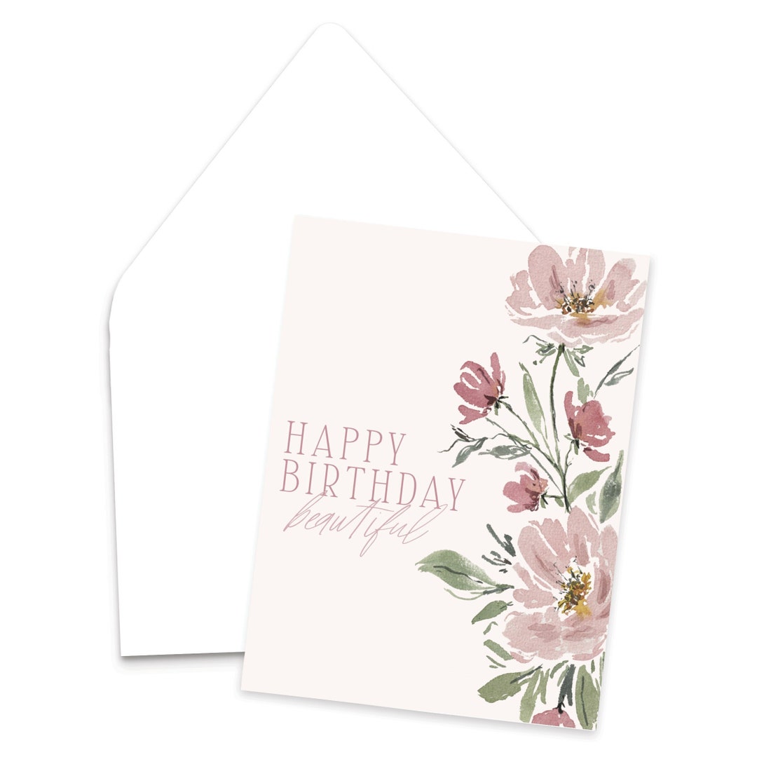 Watercolor Floral Happy Birthday Greeting Card / Floral Watercolor ...