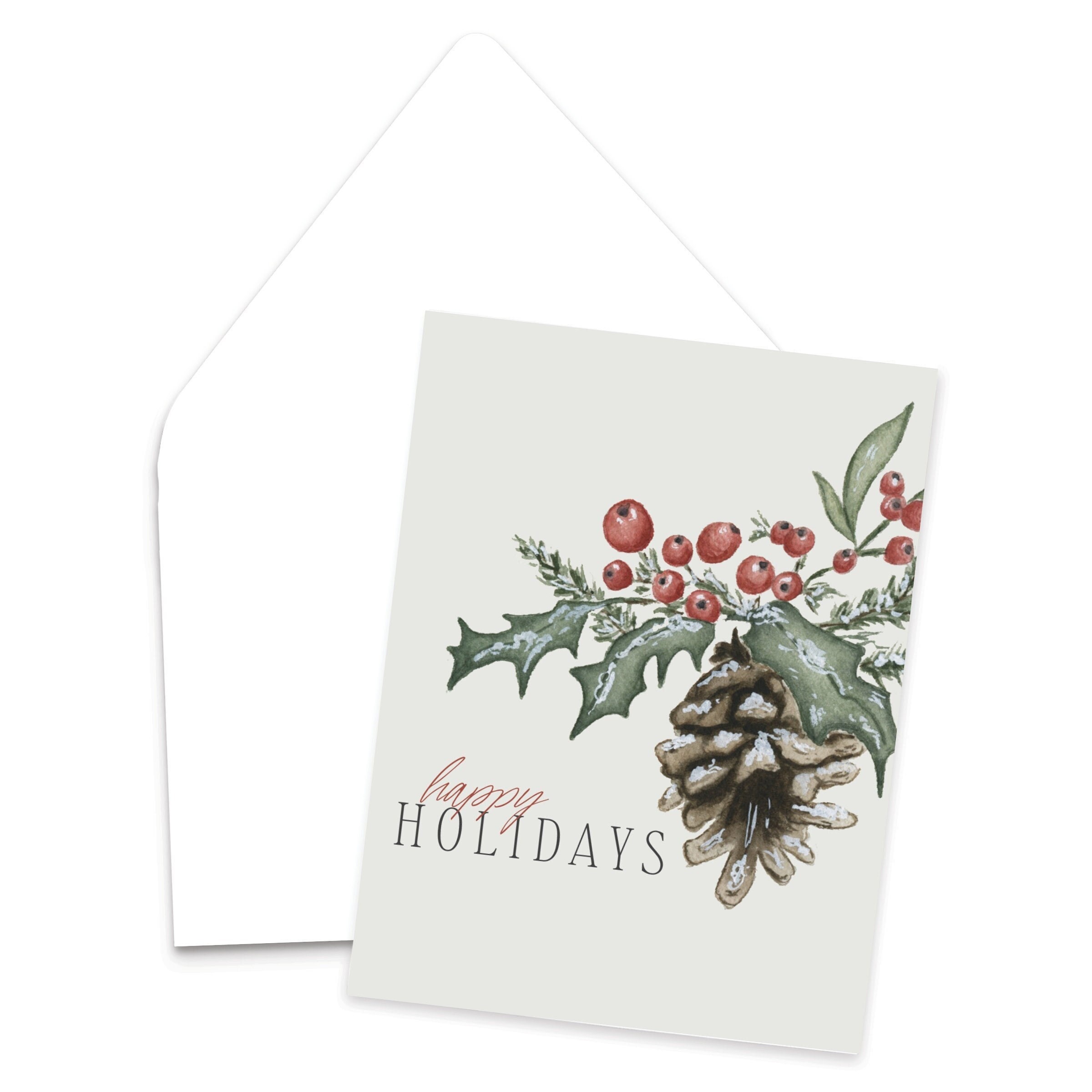 Custom Christmas & Holiday Cards, 5x7 Cardstock, Blank Envelope, Glowing  Holly