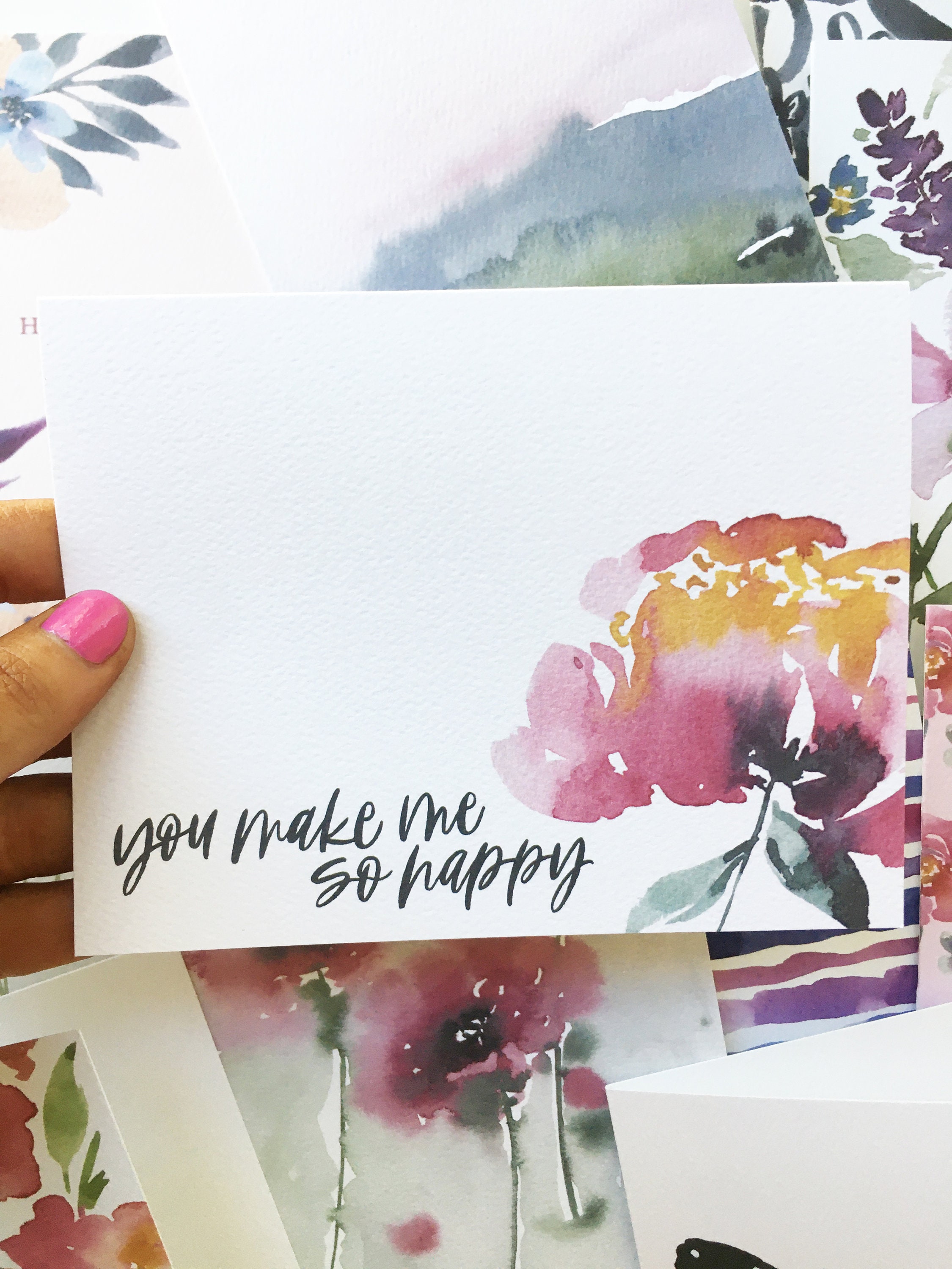 Watercolor Flower Note Cards / Watercolor Floral Notecards / Blank Love ...