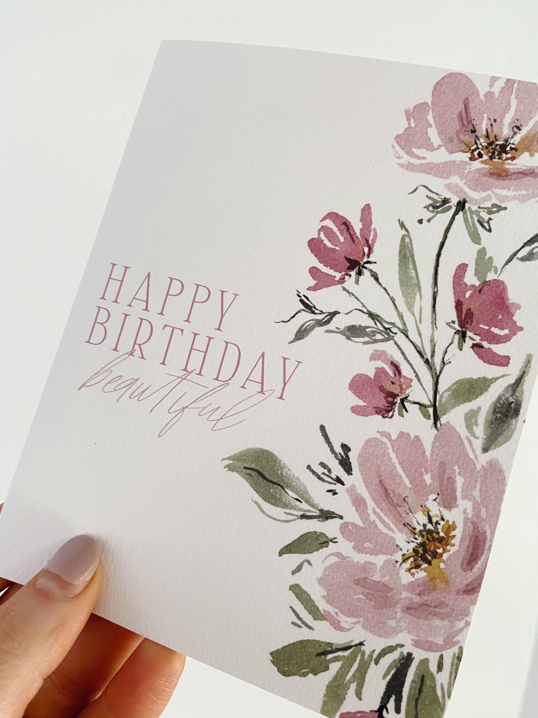 Watercolor Floral Happy Birthday Greeting Card / Floral Watercolor ...