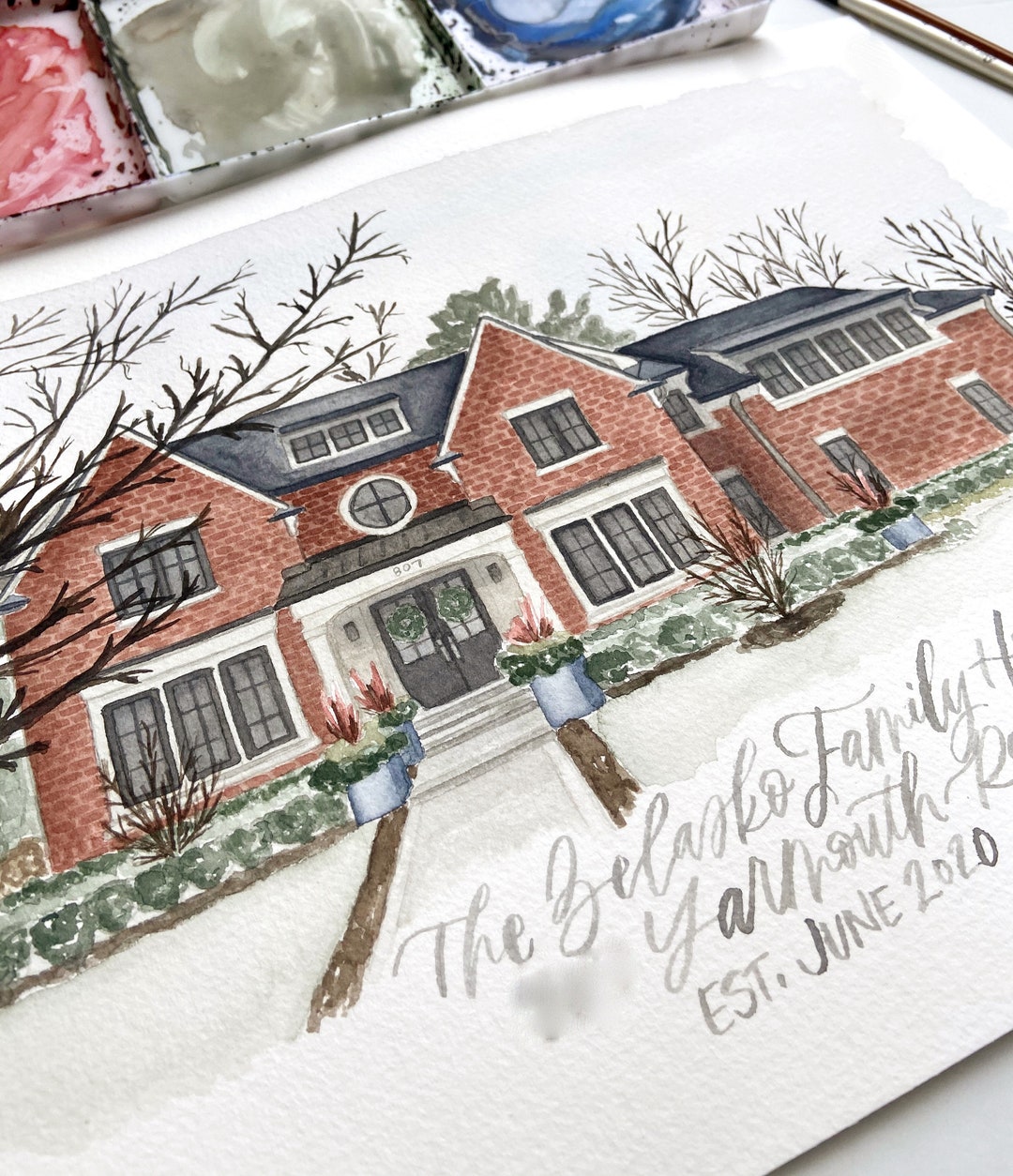Custom Watercolor House Portrait 9x12 / Personalized Housewarming Gift ...