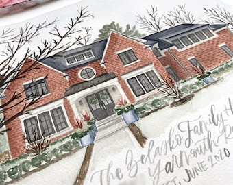Custom Watercolor House Portrait 9x12 / Personalized Housewarming Gift / Watercolor House Painting / Realtor Closing Gift / First Home Gift