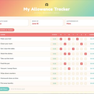 Interactive Allowance Tracker, Printable Chore Chart, Reward System (Digital Download) - CLASSIC EDITION!