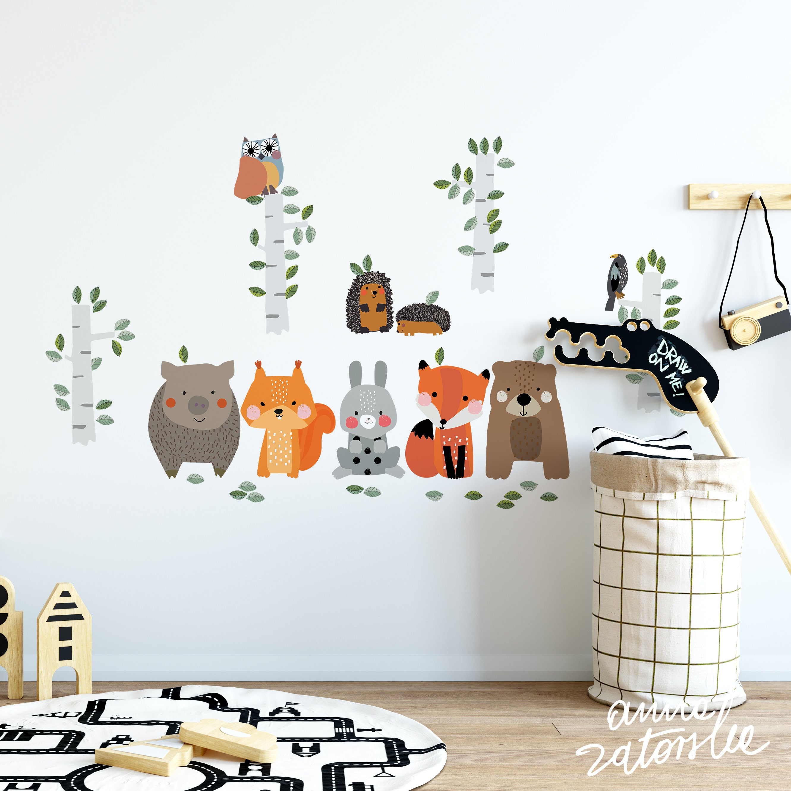 FOREST Small Wall Stickers. Animals Birch and Leaves. Self - Etsy FOREST Small Wall Stickers. Animals Birch and Leaves. Self - Etsy