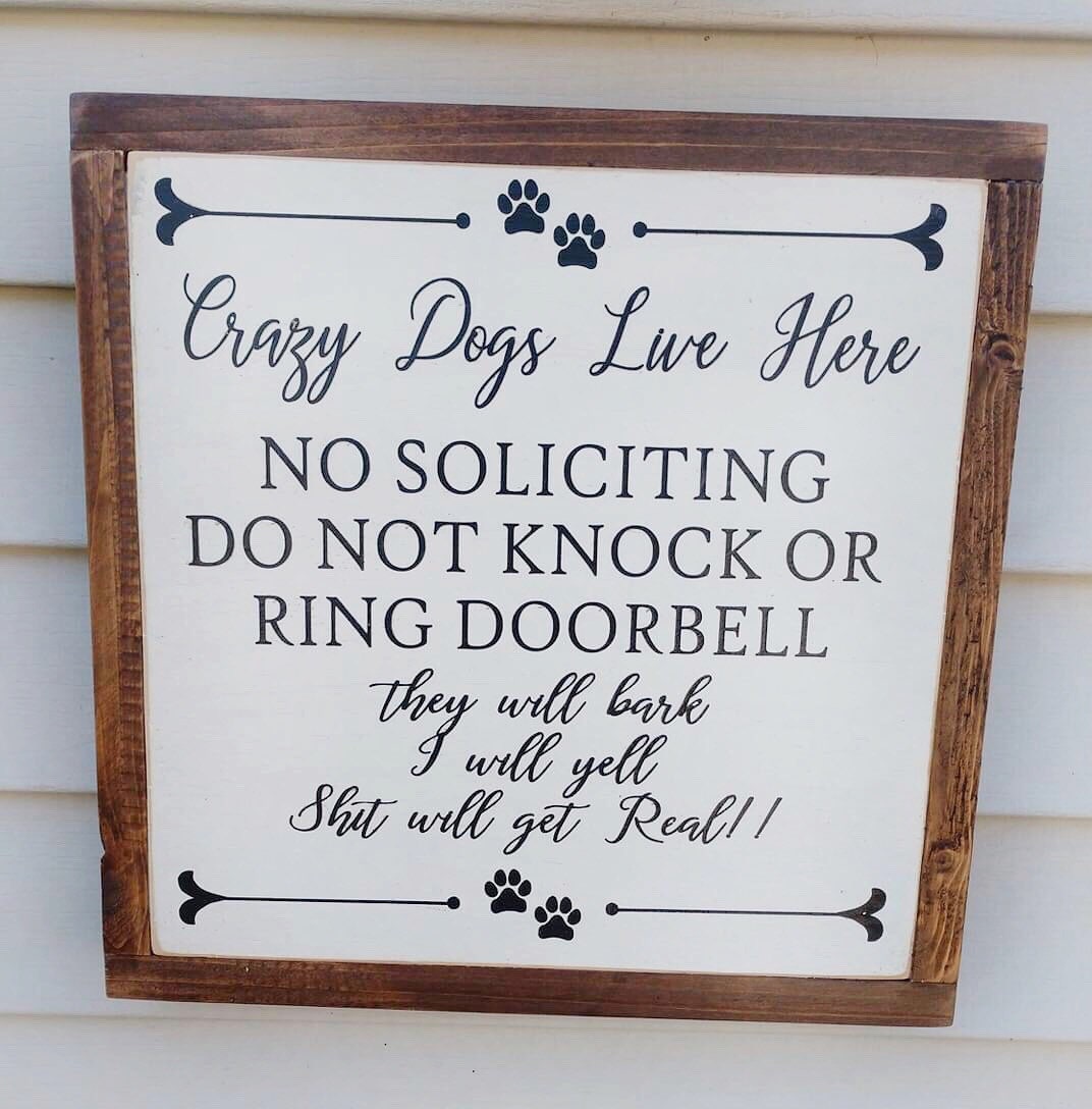 No Soliciting Do Not Ring Doorbell Dog Sign Wood Sign | Etsy