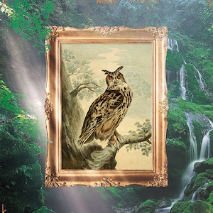 Horned Owl Print, Nursery Art Print, Gift For Him, Tropical Decor Idea, Love Gift Art, Xmas Gift Wall Decor, Horned Owl Wall Art - E31_32