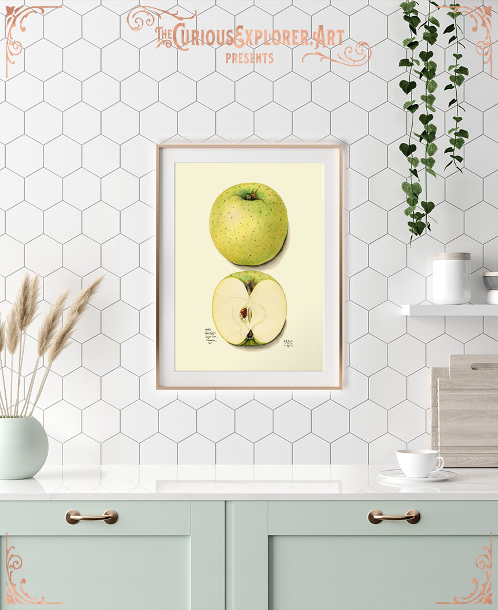 Apple Wall Hanging Kitchen Art Decor Green Apple Posters Etsy UK