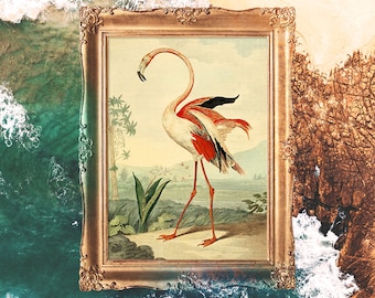 Pink Flamingo Print, Bathroom Art Print, Gift for Mom, Tropical Decor, Cyber Monday Decor, Xmas Gift Home Decor, Flamingo Wall Art - E31_31