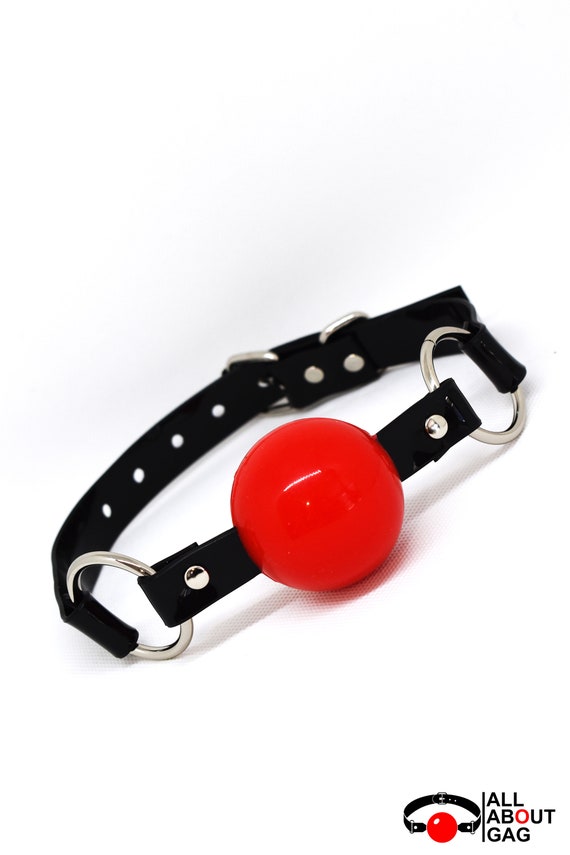 Roter Silikon Ball Gag Mit Pvc Schwarz Riemen Abschliessbar Etsy