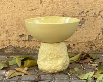 Yellow porcelain Self Watering Plant Pot 'Methana'