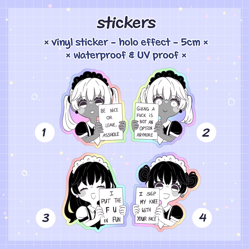 Menhera Sticker Yami Kawaii Yamikawaii Maid Dishwaterproof Holo Sticker image 7