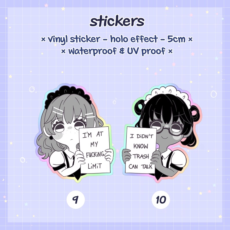Menhera Sticker Yami Kawaii Yamikawaii Maid Dishwaterproof Holo Sticker image 9