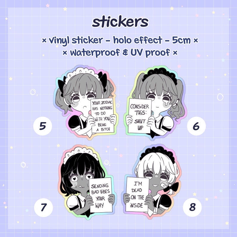 Menhera Sticker Yami Kawaii Yamikawaii Maid Dishwaterproof Holo Sticker image 8