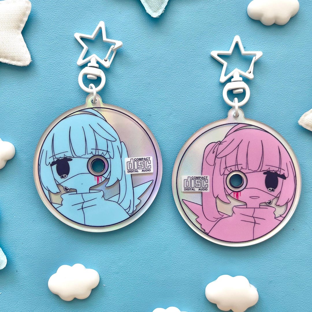 Tenshi Kaiwai Mizuiro Cybercore Webcore CD Disk Holo Charm Keychain - Etsy