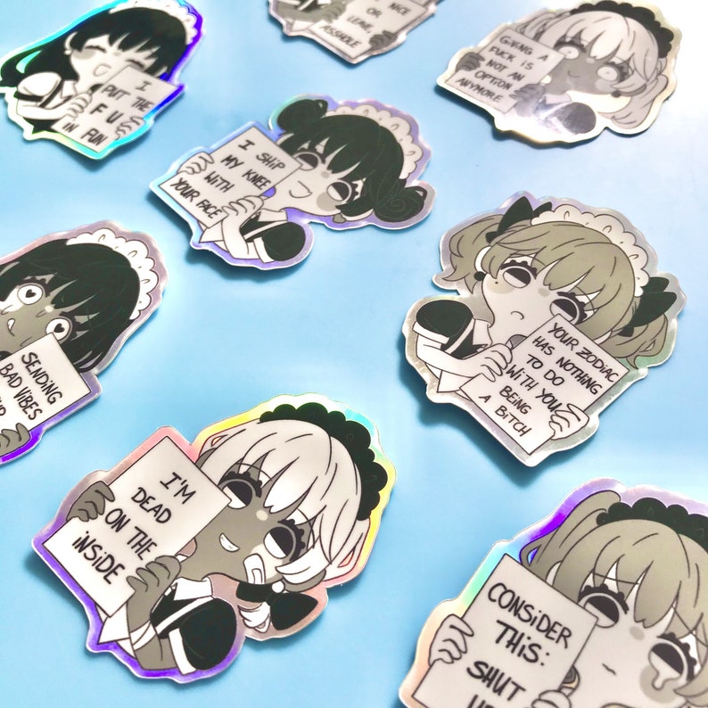 Menhera Sticker Yami Kawaii Yamikawaii Maid Dishwaterproof Holo Sticker image 1