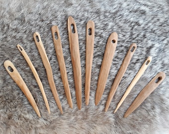 Nalbinding needle. Hand carved, ancient apple tree wood. Handmade practical Viking handicraft tool. Rustic look. Reenactment. Needlebinding.
