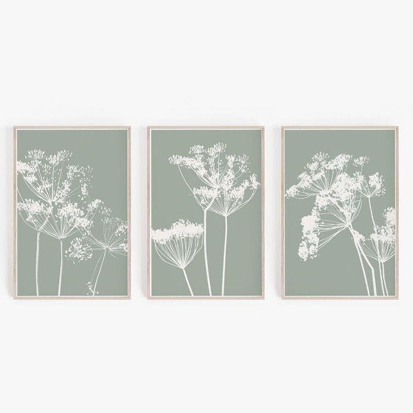 Digital Prints, Sage Green Wall Art, Botanical Prints, Set of 3 Prints, Wall Art, Botanical Wall Art, Art Prints, Large Wall Art, Prints Art