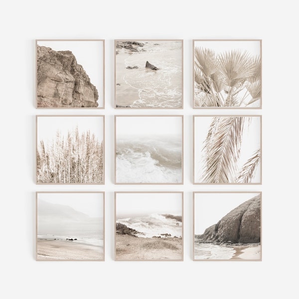 Coastal Wall Art, Digital Prints, Set of 9 Prints, Square Prints, Coastal, Wall Art, Photography, Prints Wall Art, Wall Art, Beach Wall Art