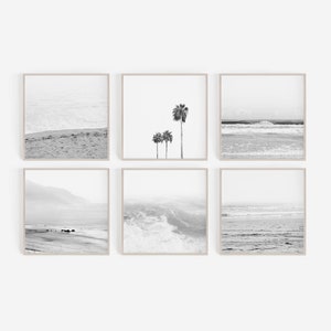 Coastal Prints, Set of 6 Prints, Digital Prints, Black and White Prints, Beach, Living Room, Wall Art, Prints, Black and White, Home Decor