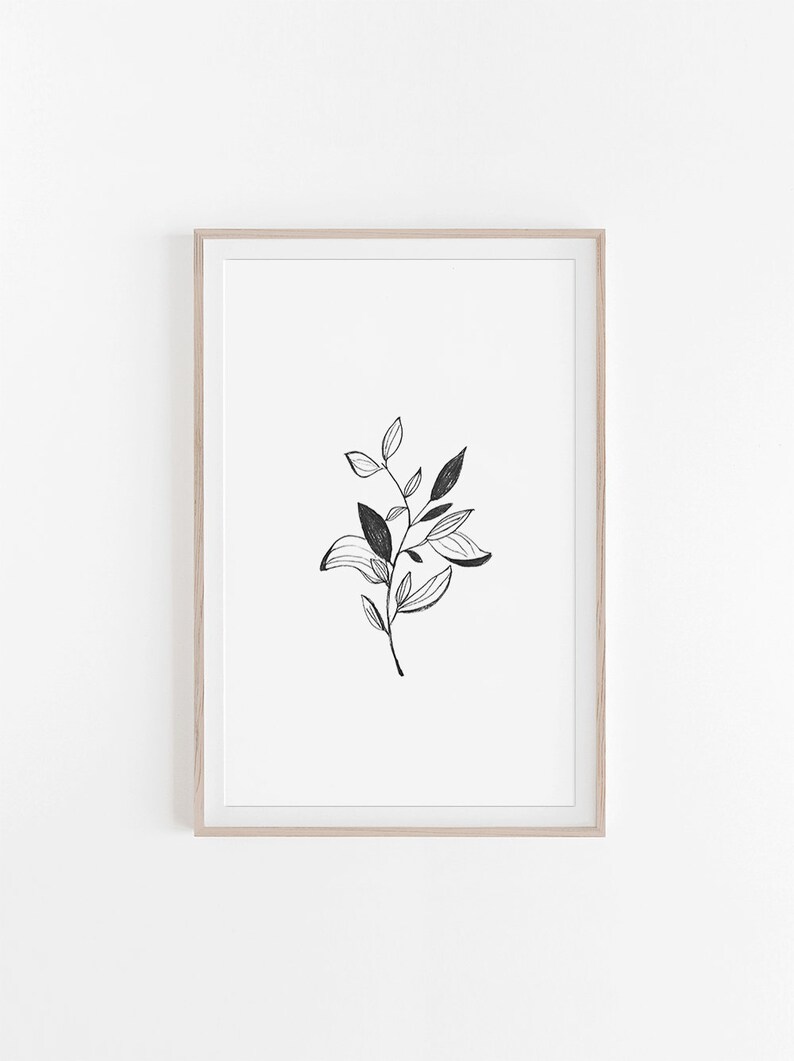 Black and White Art Plant Print Wall Decor Minimalist Etsy