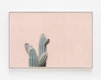 Cactus Print,Cactus Wall Art,Succulent Print,Horizontal Wall Art,Desert Print,Blush Pink,Pastel,Digital Download,Large Wall Art,Cactus,Print