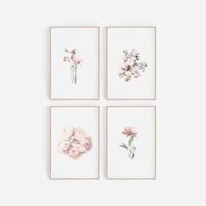 Set of Prints, Wall Art, Set of 4 Prints, DIGITAL Prints, Printable Wall Art, Flower Prints,Floral Wall Art,Wall Decor,Digital Art,Print Set
