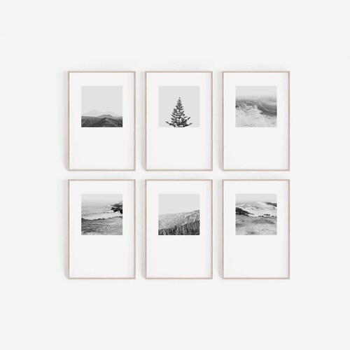 Set of 6 Prints Black and White Prints Scandinavian Wall Etsy