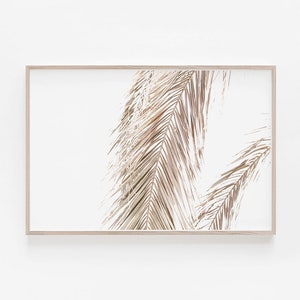 Horizontal Print, Horizontal Wall Art, Palm Leaf Print, Tropical Print, Palm Leaves, Tropical Decor, Pale Yellow Wall Art,Palm Leaf,Tropical image 1