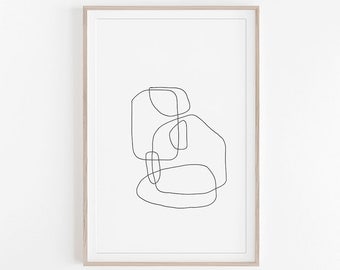 Dibujo de línea,Arte de línea,Impresión de arte abstracto,Impresión en blanco y negro,Descarga instantánea,Impresión de arte de línea,Arte de pared abstracto,Decoración de pared,Impresión de arte de pared