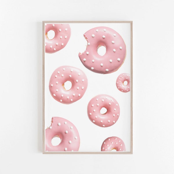 Donut Print,Pink Donut Print,Pink Wall Art,Pastel Pink,Pastel Decor,Donut Wall Art,Kitchen Wall Art,Kitchen Art Prints,Printable Wall Art